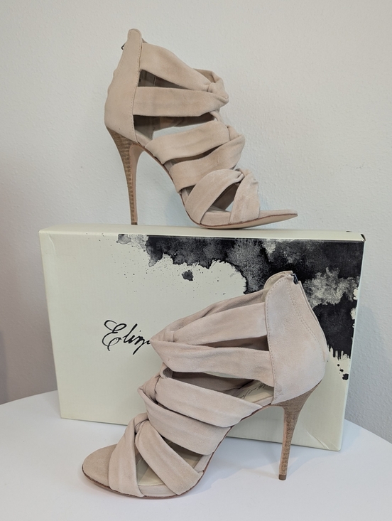 Elizabeth and James Shoes - Elizabeth and James E-Love Nude Suede Strappy Heels Sz 8 w/Box